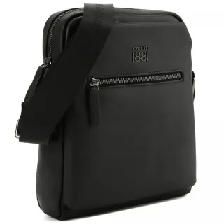 【Cerruti 1881】限量2折 頂級小牛皮肩背包 全新專櫃展示品(黑色 6780M 送禮 男包)