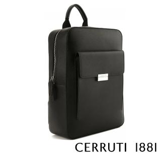 【Cerruti 1881】限量2折 義大利原裝進口 頂級小牛皮十字紋後揹包 全新專櫃展示品(黑色 CEZA06753M)