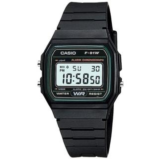 【CASIO 卡西歐】F-91W-3 超薄LED照明電子錶(時尚潮流 錶徑約3.52公分)