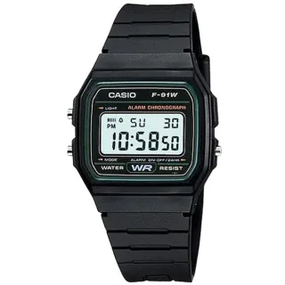 【CASIO 卡西歐】F-91W-3 超薄LED照明電子錶(時尚潮流 錶徑約3.52公分)