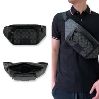 【COACH】大款 男生 腰包 經典荖花LOGO 多層收納空間 PVC 牛皮皮革 男款 側揹包(Coach C3765)