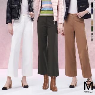 【MYVEGA 麥雪爾】MA縲縈挺版彈性褲耳寬褲/喇叭褲-二款任選(女長褲/女下身/女下著/西裝褲)