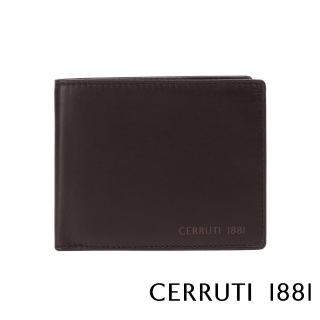 【Cerruti 1881】限量2折 義大利原裝進口 頂級小牛皮8卡短夾皮夾 5709M 全新專櫃展示品(咖啡色 贈禮盒提袋)