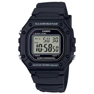 【CASIO 卡西歐】W-218H-1A 方形數位電子錶(當兵 學生 運動首選)