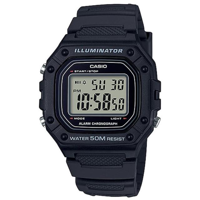 【CASIO 卡西歐】W-218H-1A 方形數位電子錶(當兵 學生 運動首選)