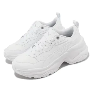 【PUMA】休閒鞋 Cilia Wedge 女鞋 白 全白 厚底 增高 皮革 老爹鞋(393915-02)