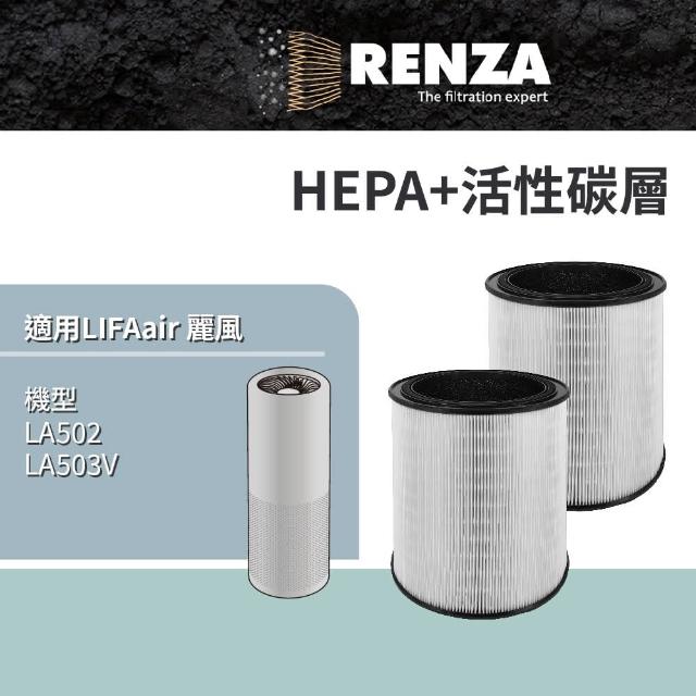 【RENZA】適用 LIFAair 麗風 LA502 LA503V 空氣清淨機(HEPA+活性碳 濾網 濾芯 濾心)