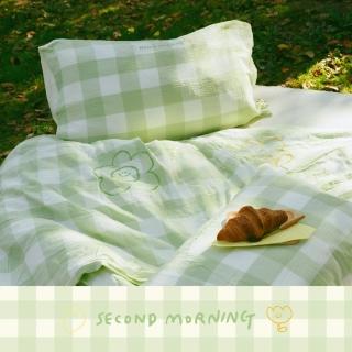 【翔仔居家】長絨棉雙層紗 鋪棉被套床包組4件組-GREENERY DAY(雙人)