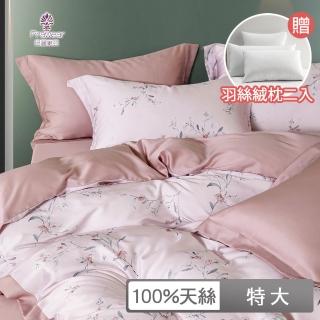 【Prawear 巴麗維亞】送羽絲絨枕2入(頂級特大60支100%天絲TENCEL八件式兩用被床罩組多色任選)