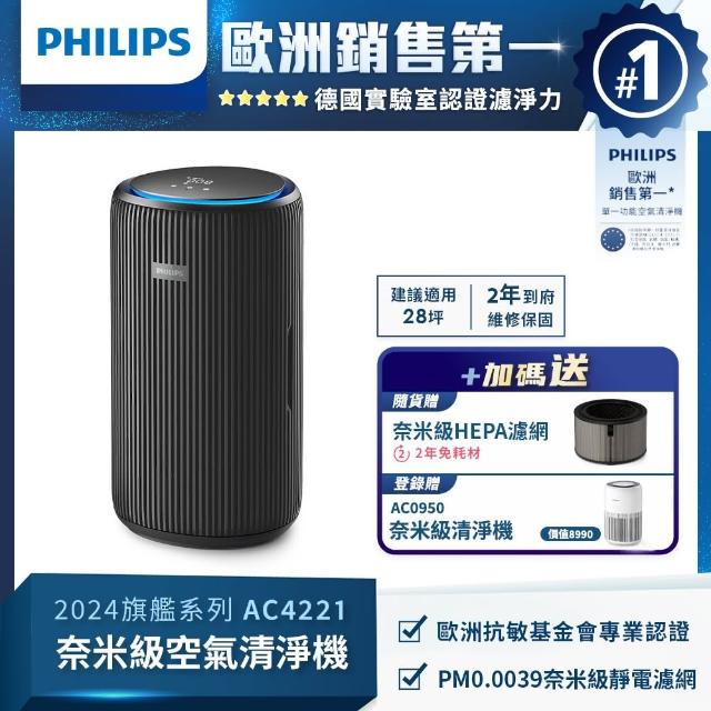 【Philips 飛利浦】奈米級空氣清淨機-360度高效過濾★適用28坪(AC4221/81)