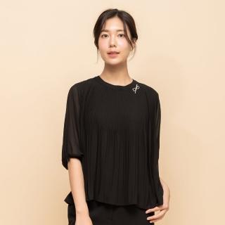 【perng yuh 芃諭名品】淺柔飄逸 壓褶散襬 雪紡上衣(2025 SS Collection｜4A春夏新品上市)