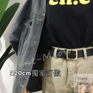 【Want-Meow】獨家自製款/90公斤可/復古金框加長皮帶/分長度(中性款/中大尺碼皮帶/加長皮帶)