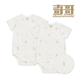 【奇哥】比得兔 嬰幼童裝 甜心兔短袖開襟包屁衣/兔裝-水晶紗(3-6個月)