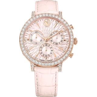 【SWAROVSKI 施華洛世奇】Matrix Tennis Chrono 計時手錶 女錶-36mm粉(5698300)