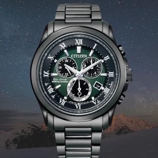 【CITIZEN 星辰】亞洲限定款光動能萬年曆手錶 黑墨綠 43mm(BL5547-89X)