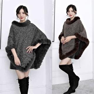 【K.W.】現貨韓國花點設計保暖遮肉顯瘦格紋斗篷披肩外套(共2色)