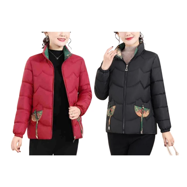 初色 韓版休閒寬鬆長款加厚保暖連帽螺紋長袖羽絨棉外套女外套-