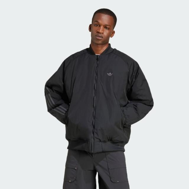 【adidas 愛迪達】外套 男 運動風衣外套 三葉草 OS BOMBER 黑 JC7546