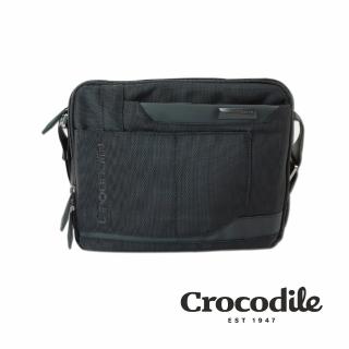 【Crocodile】母親節禮物 Crocodile 鱷魚皮件 橫式斜揹包（L）0104-07807-黑灰藍三色(Biz 3.0 系列)