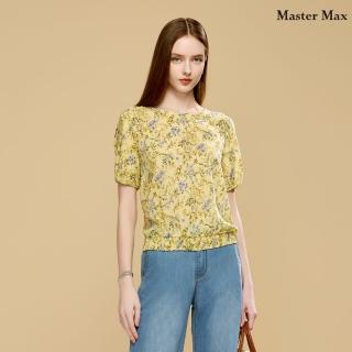 【Master Max】天絲棉抓褶造型滿版印花寬鬆上衣(8517020)