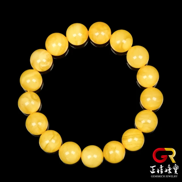 正佳珠寶正佳珠寶 蜜蠟琥珀 頂級滿蜜微妖花 10.8-11.3mm 微妖花蜜蠟手珠｜日本彈力繩