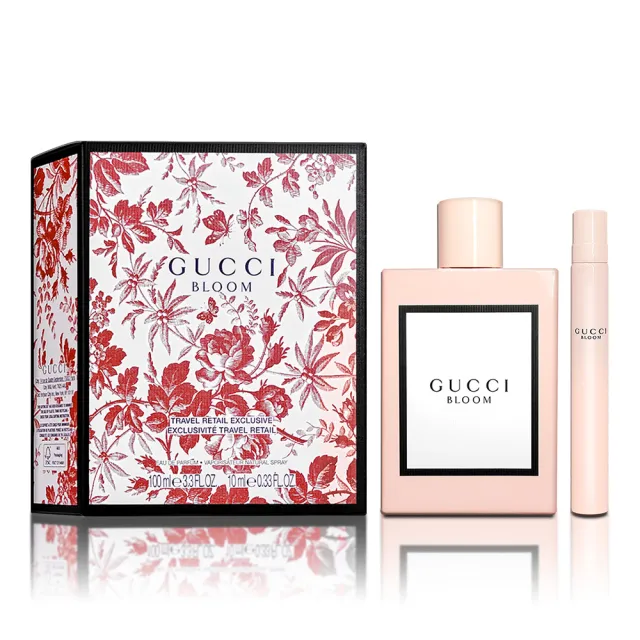 【GUCCI 古馳】花悅女性淡香精香氛禮盒(淡香精100ML+隨身瓶10ML 平行輸入)