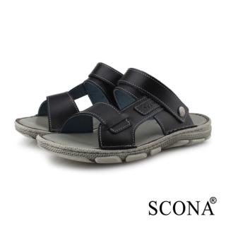 【SCONA 蘇格南】全真皮 輕量休閒舒適涼鞋(黑色 1758-1)