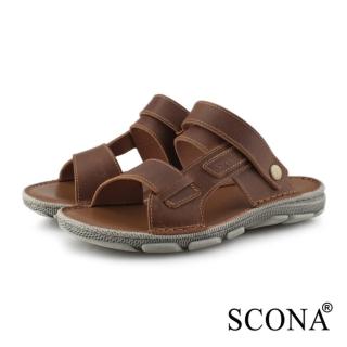 【SCONA 蘇格南】全真皮 輕量休閒舒適涼鞋(咖啡色 1758-2)