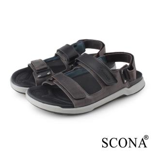【SCONA 蘇格南】全真皮 樂活休閒撞色涼鞋(灰色 1760-1)