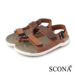 【SCONA 蘇格南】全真皮 樂活休閒撞色涼鞋(棕色 1760-2)
