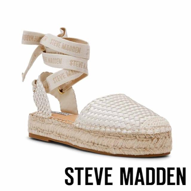 【steve madden】CRAIZE 草編芭蕾綁帶涼鞋(白色)