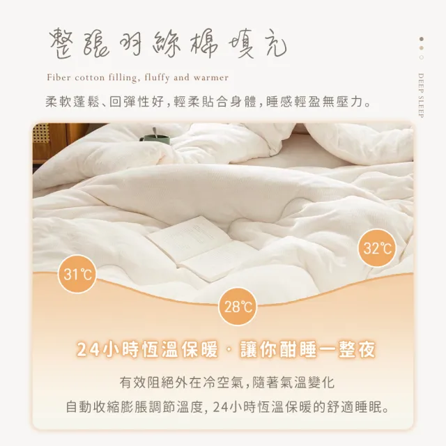 【BELLE VIE】華夫格原棉無染歐規可水洗冬被(220x240cm 棉被 被胎 羽絲絨被)