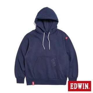【EDWIN】男裝 加厚潮牌寬版長袖連帽T恤(丈青色)