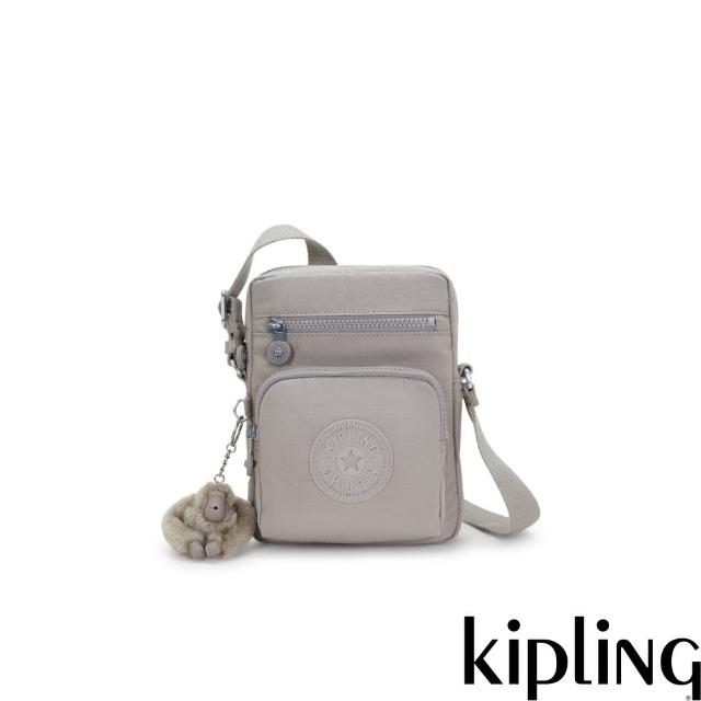 【KIPLING】（網路獨家款）溫柔沉穩灰多層收納側背包-GUNNE