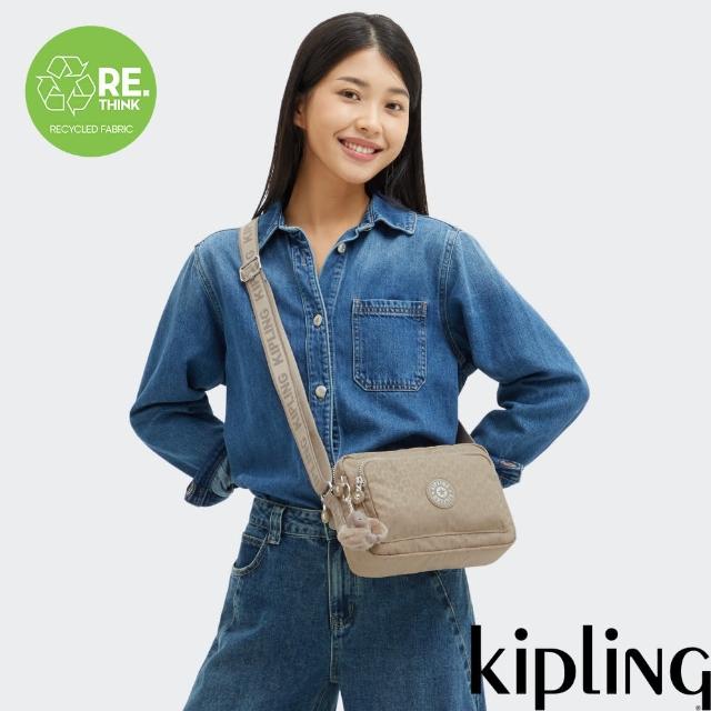 【KIPLING】深米色老花多層收納側背包-ABANU M ZIP