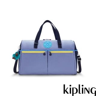 【KIPLING官方旗艦館】藍黃拼接拉桿旅行袋-ITSKA UP