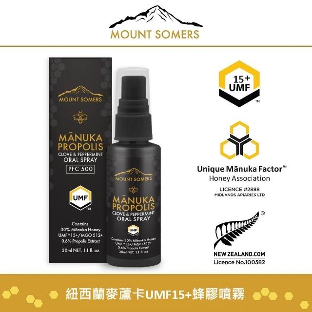 【Mount Somers】紐西蘭麥蘆卡UMF15+蜂膠噴霧(30ml)