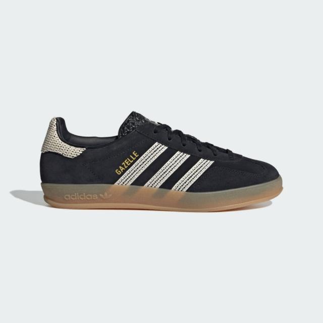 【adidas 愛迪達】Gazelle Indoor W 女 運動休閒鞋 德訓鞋 復古 膠底 百搭 黑 米白(JI2755)