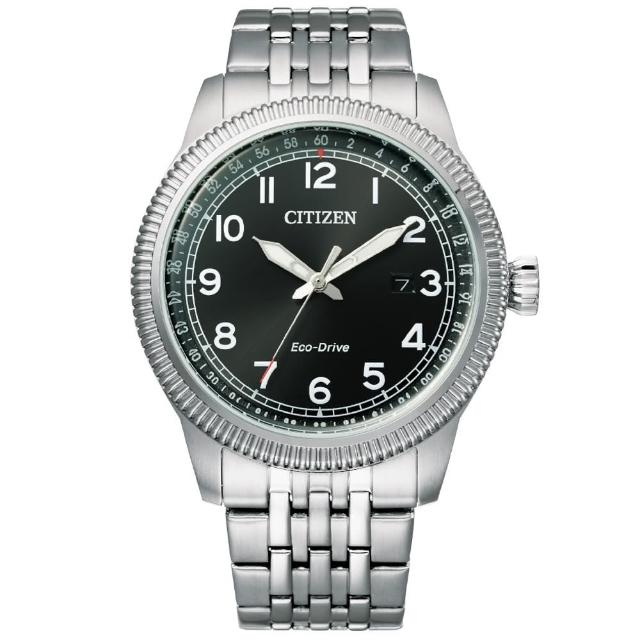 【CITIZEN 星辰】光動能紳士風三眼計時手錶 黑(BM7480-81L/42mm)