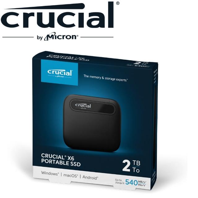 【Crucial 美光】X6 2TB Type-C USB 3.2 Gen 2 外接式ssd固態硬碟(CT2000X6SSD9)