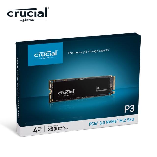 【Crucial 美光】P3 4TB M.2 2280 PCIe 3.0 ssd固態硬碟(CT4000P3SSD8 讀 3500M/寫 3000M)