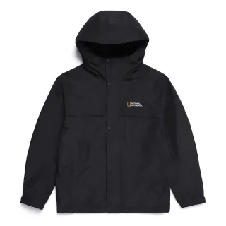 【國家地理服飾官方旗艦】男女同款 COMMERSON 2L 雙層防風連帽外套  - 炭黑色(UPF50+/防水/防風)