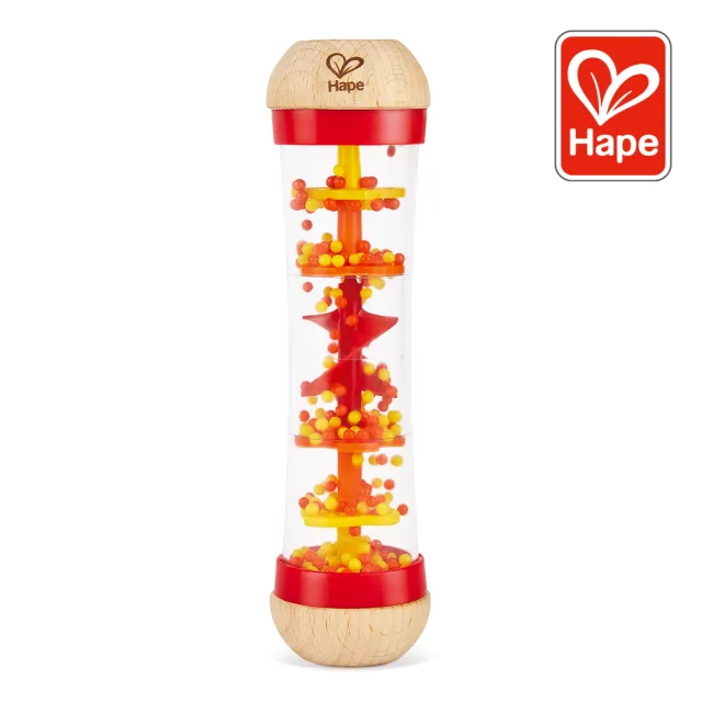 【德國Hape】木製雨聲安撫音樂沙鈴(紅/兒童積木/大積木/學習積木/啟蒙玩具色)