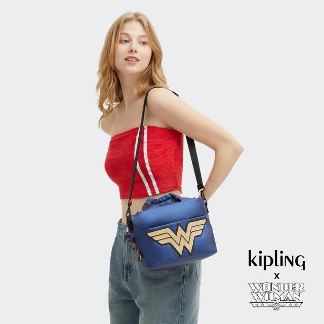 【KIPLING】（網路獨家款）KIPLING X WONDER WOMAN 質感亮藍手提肩背兩用包-MINTA P