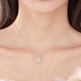 【LEESA】女生飾品\吊墜\吊飾\項鍊\女生項鍊\閨蜜項鍊\\鎖骨鏈\和田玉\星球項鍊
