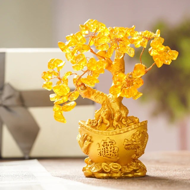 GOODTIME 黃水晶開運金燦招財樹-中款(財神上門 金氣