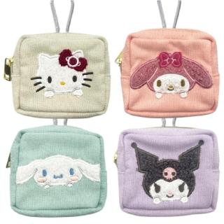 【小禮堂】Sanrio 三麗鷗 方形零錢包附扣環 探頭款 Kitty 美樂蒂 大耳狗 酷洛米(平輸品)