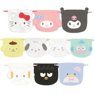 【小禮堂】Sanrio 三麗鷗 絨毛造型束口袋 大臉款 Kitty 美樂蒂 酷洛米 布丁狗(平輸品)