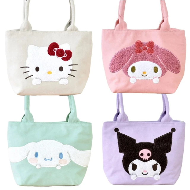 小禮堂小禮堂 Sanrio 三麗鷗 手提午餐袋 探頭款 Kitty 美樂蒂 大耳狗 酷洛米(平輸品)