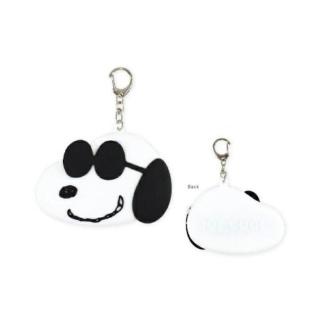 【小禮堂】Snoopy 史努比 矽膠零錢包鑰匙圈 墨鏡款(平輸品)